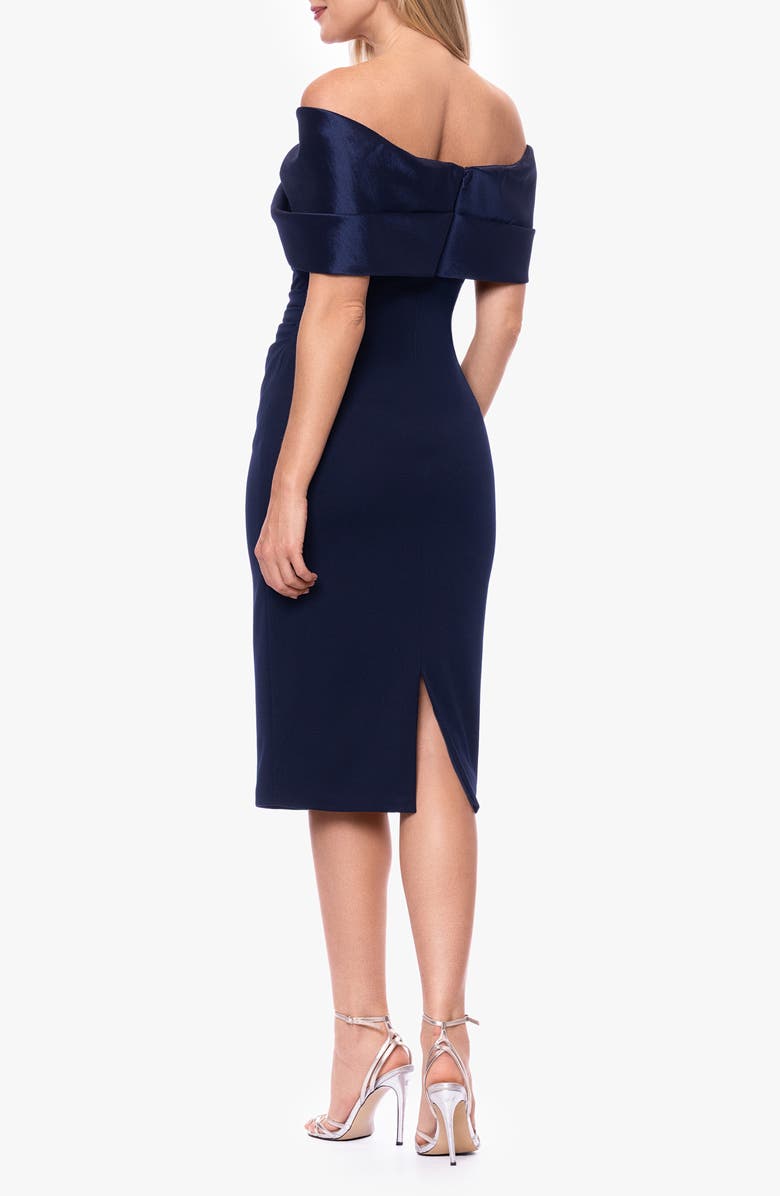 Betsy & Adam Off the Shoulder Scuba Crepe Cocktail Dress, Alternate, color, Navy