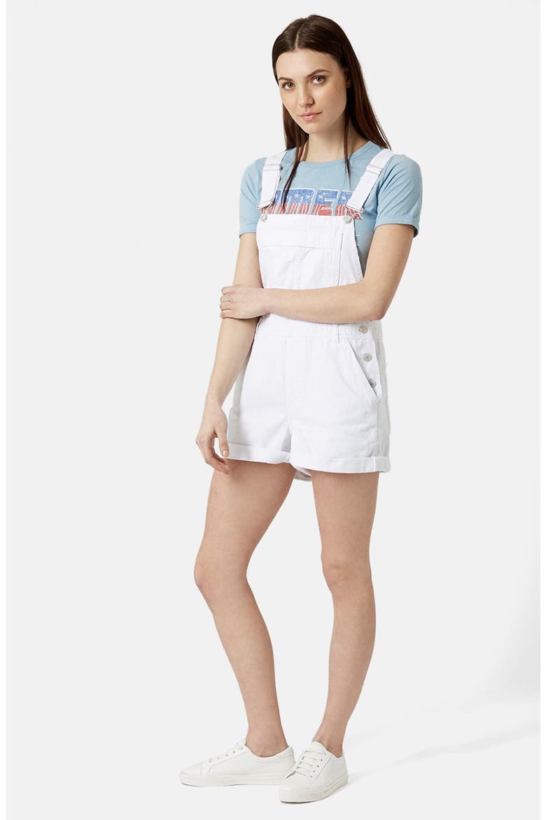 Moto Dungaree Short Overalls, Alternate, color, WHITE