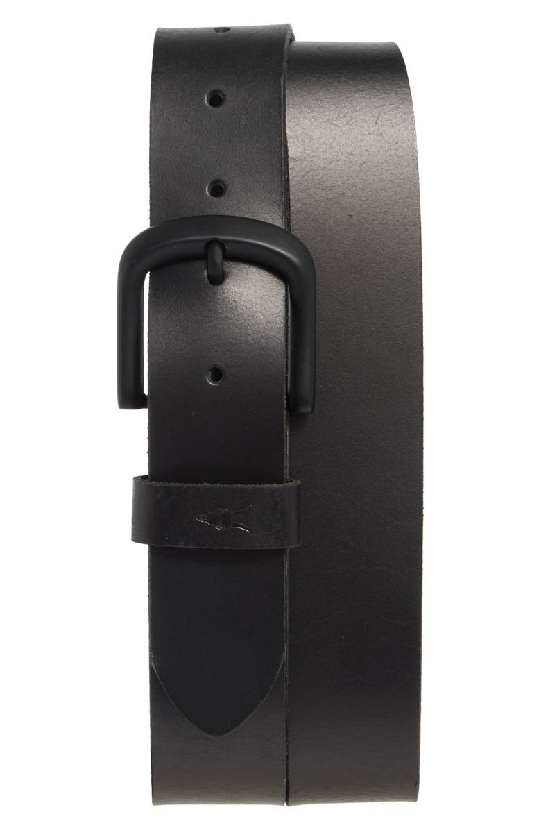 AllSaints 38mm Washed Leather Belt, Main, color, Black / Matte Black 011