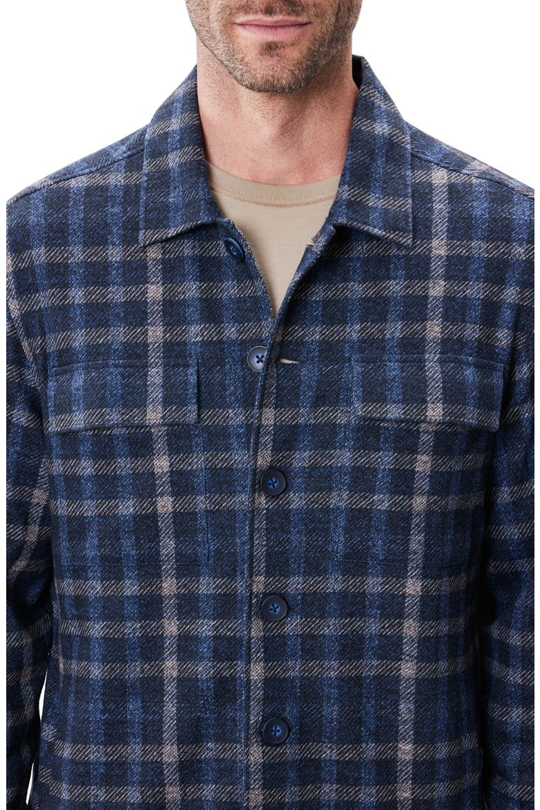 Emory Plaid Knit Flannel Button-Up Shirt Jacket, Alternate, color, DENIM