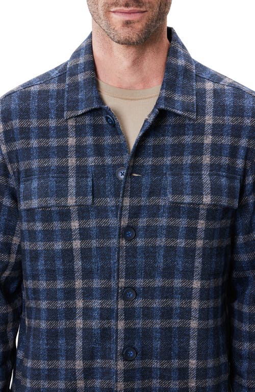 Robert Barakett Emory Plaid Knit Flannel Button-up Shirt Jacket In Blue