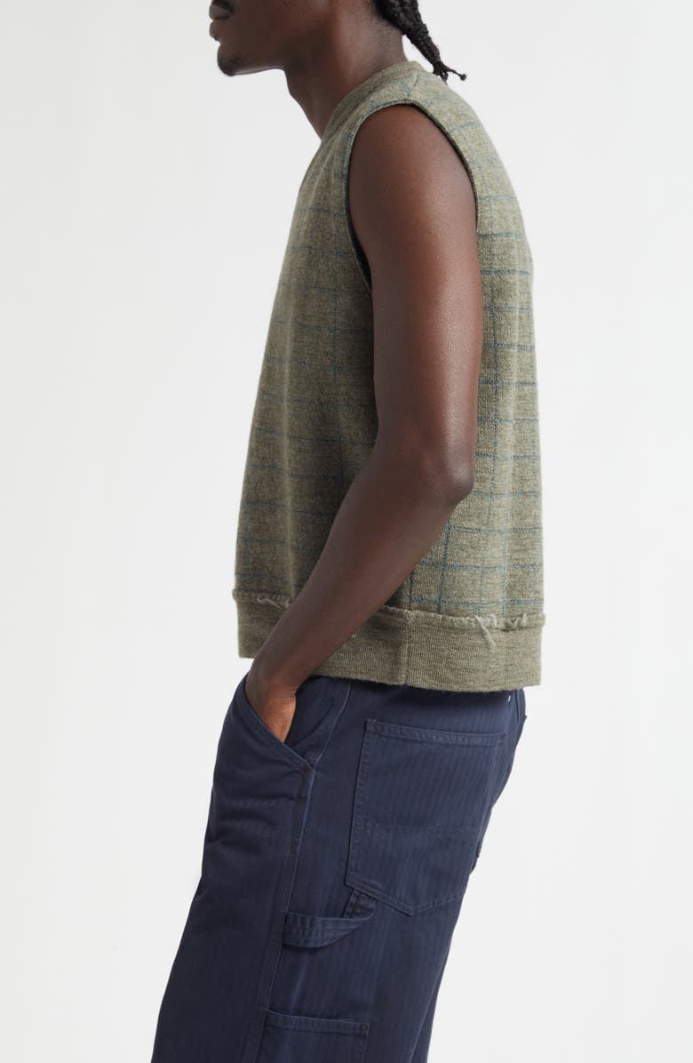 Maison Margiela Check Virgin Wool Sweater Vest, Alternate, color, Military Green