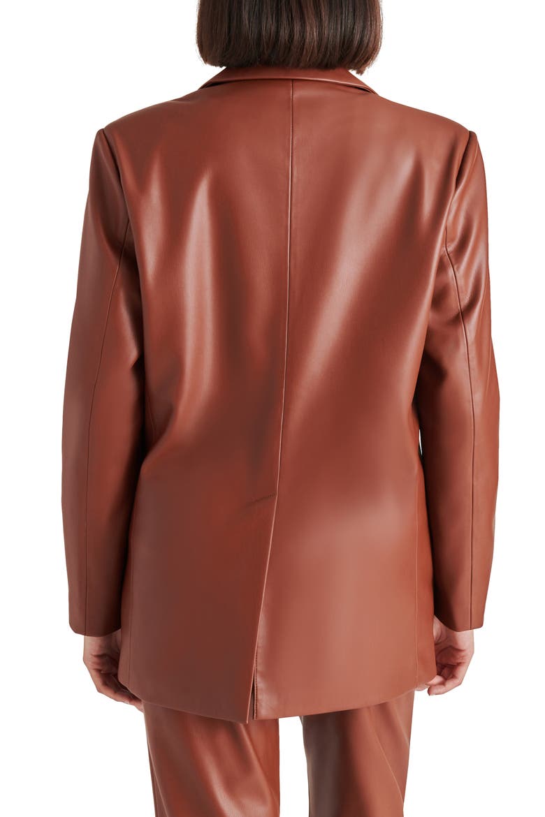 Imaan Faux Leather Blazer, Alternate, color, COGNAC