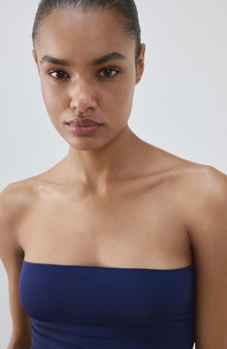 MANGO Stretch Tube Top, Alternate, color, Blue