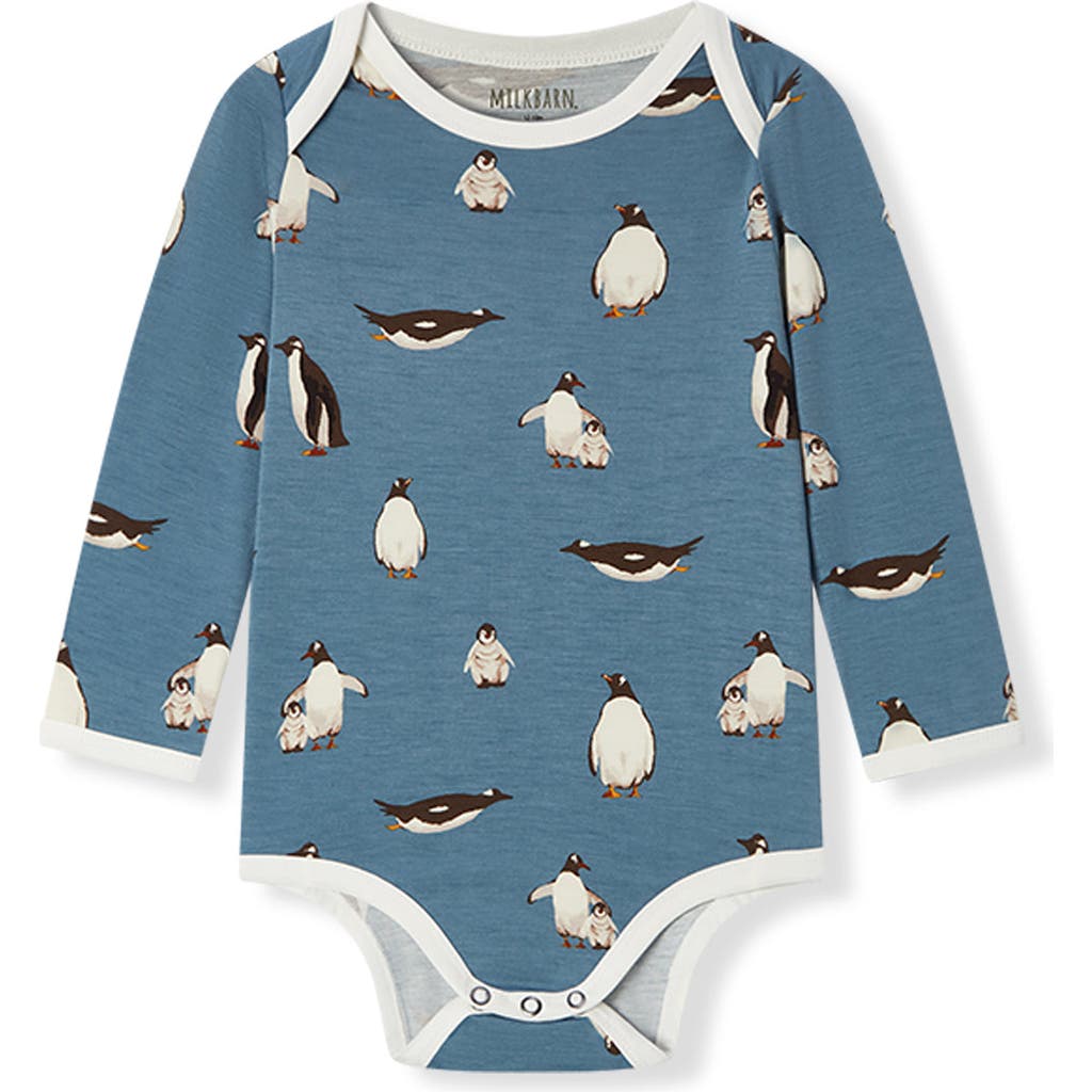 Milkbarn Luxe Stretch Long Sleeve One Piece In Blue