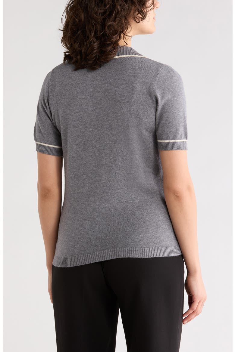 Johnny Collar Polo Sweater, Alternate, color, HEATHER CHARCOAL/ IVORY