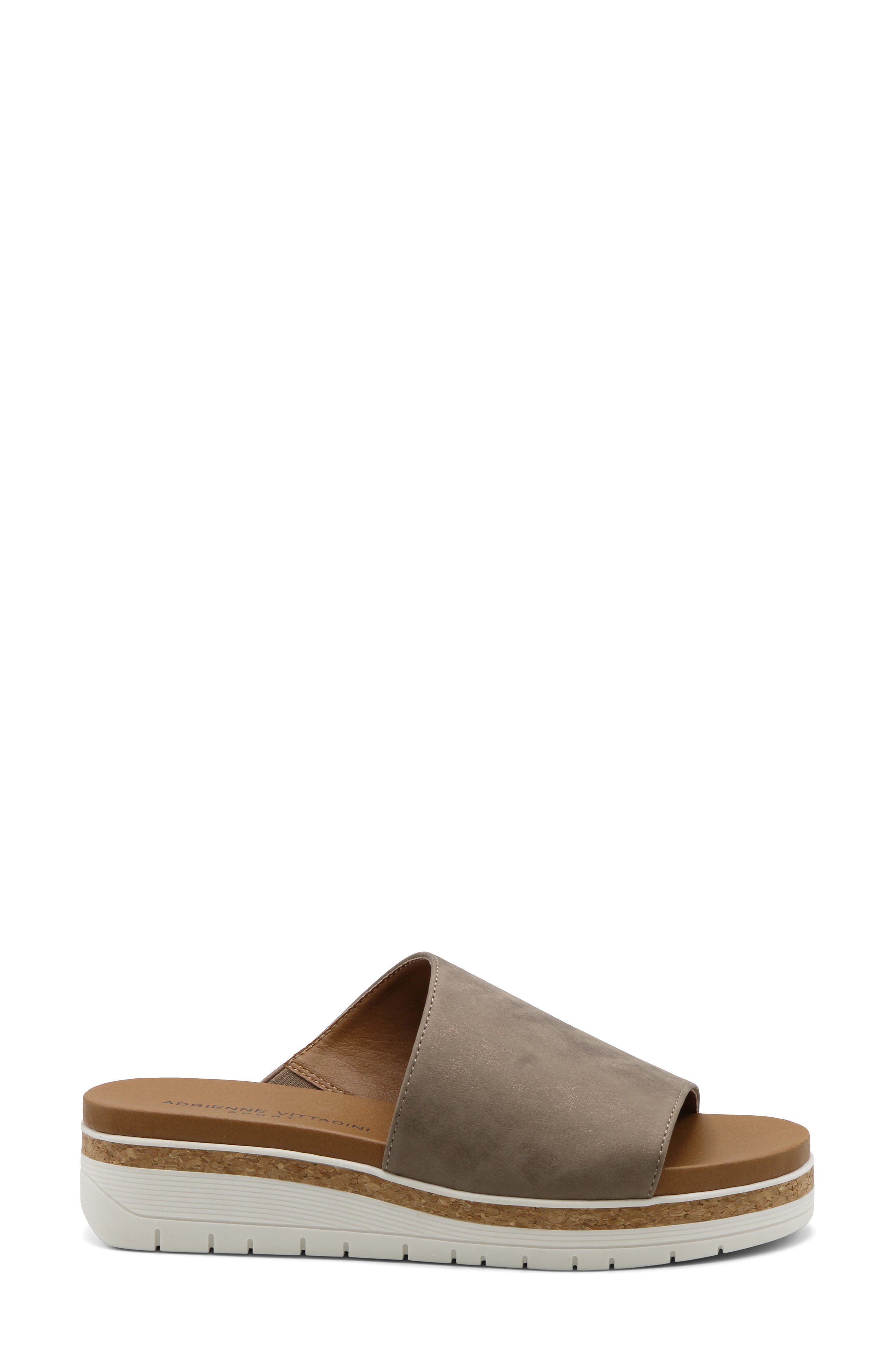 Adrienne Vittadini Provence Wedge Slide Sandal, Alternate, color, Brown Met