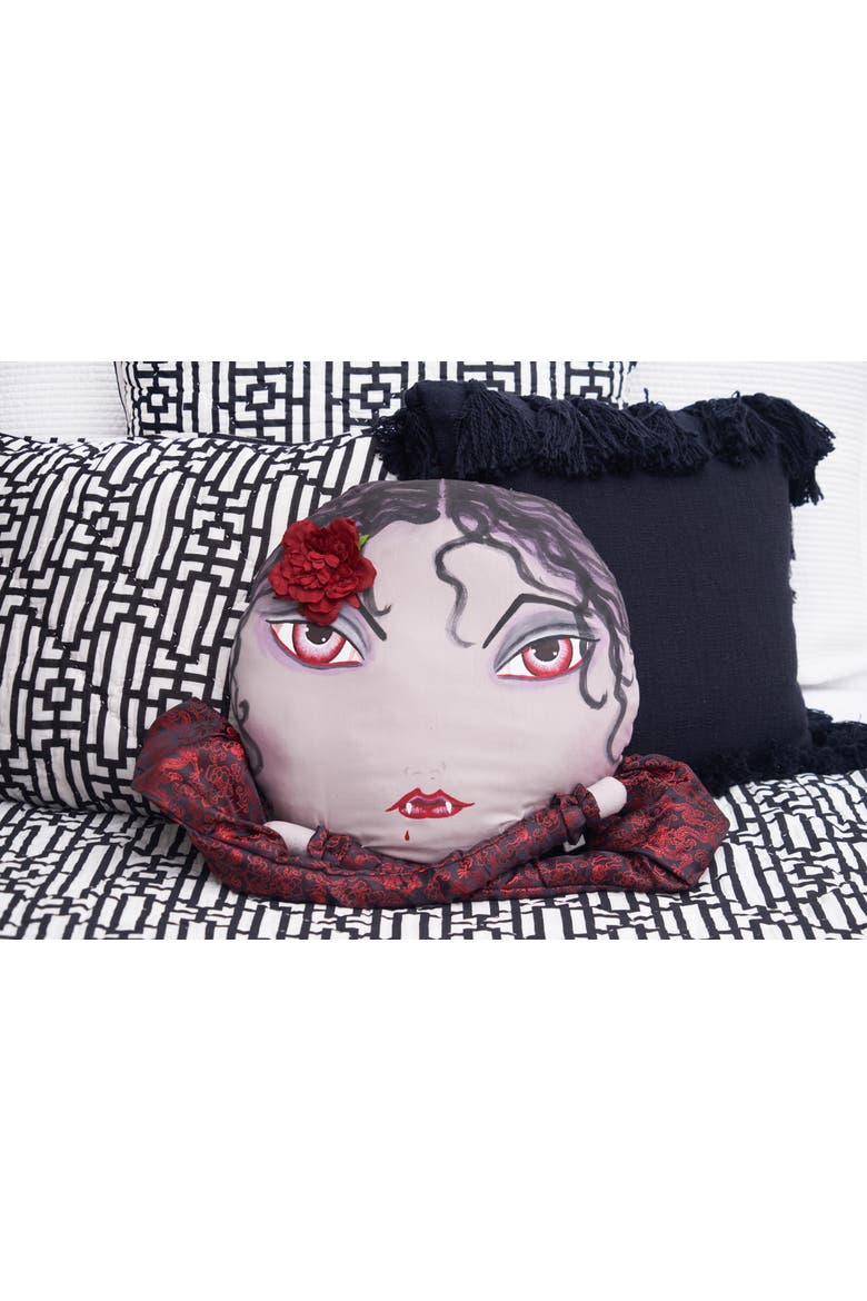 Vampira Zombinaland Halloween Decorative Figurine Pillow, Alternate, color, Red