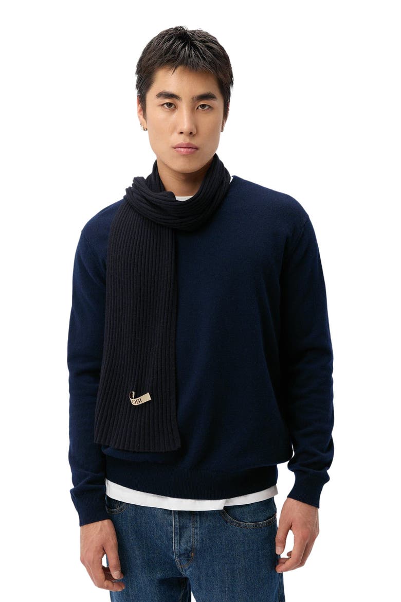 Cashmere Rib Knit Scarf, Main, color, peacoat