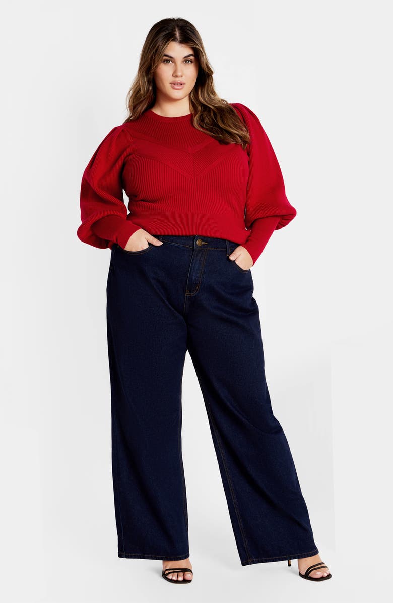 City Chic Jojo Rib Sweater, Alternate, color, Red