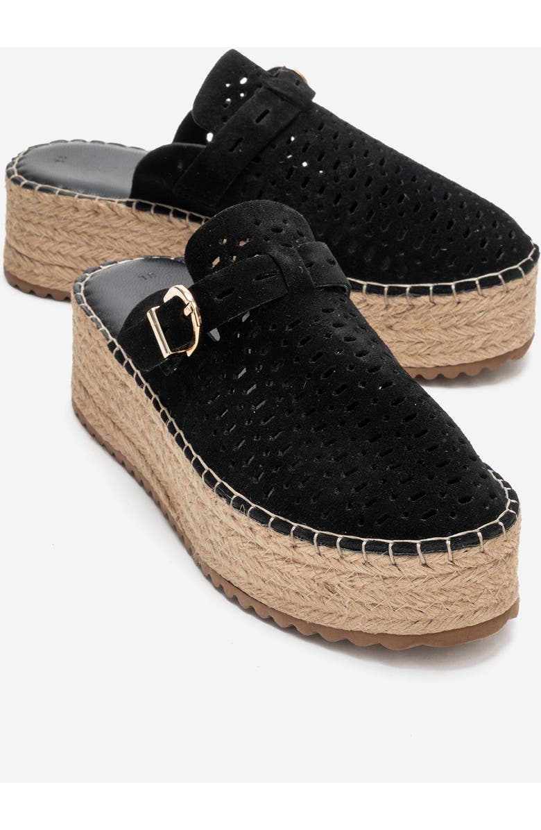 Forever & Always Shoes Louis Leather Platform Sandal, Alternate, color, Black Suede