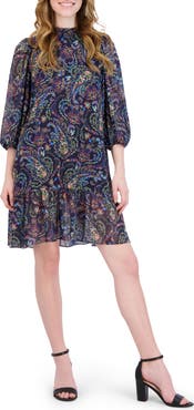 Julia Jordan Mock Neck Three-Quarter Sleeve Dress