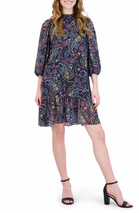Julia Jordan Mock Neck Three-Quarter Sleeve Dress