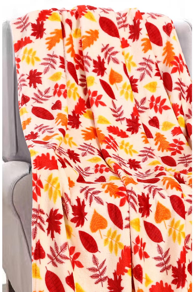 Autumnal Leaf Micro Plush Throw Blanket, Alternate, color, AUTUMN LEAVES