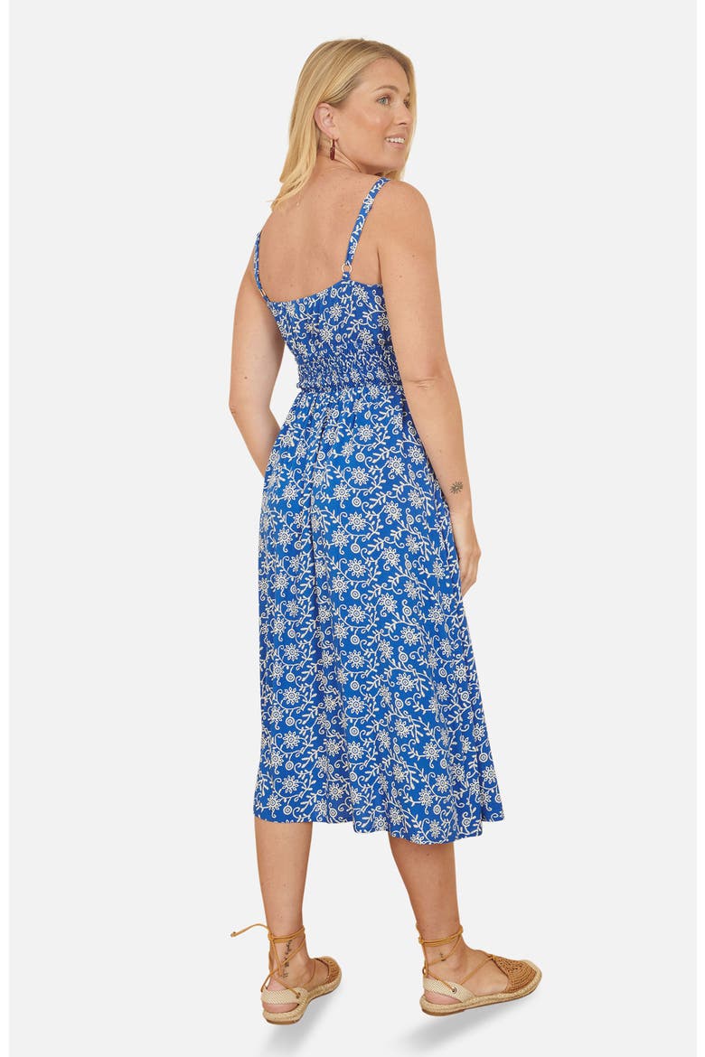 Printed Sweetheart Neckline Midi Dress, Alternate, color, Blue