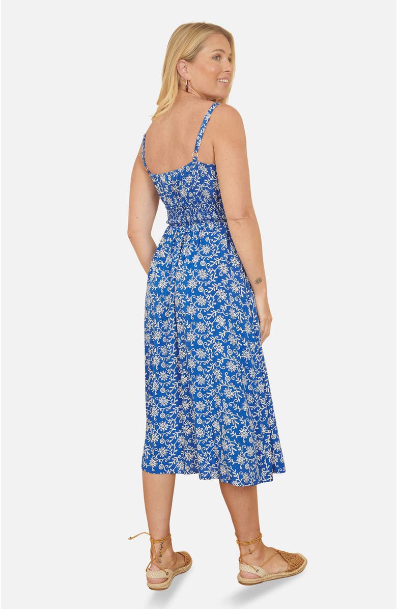 Yumi Printed Sweetheart Neckline Midi Dress, Alternate, color, Blue