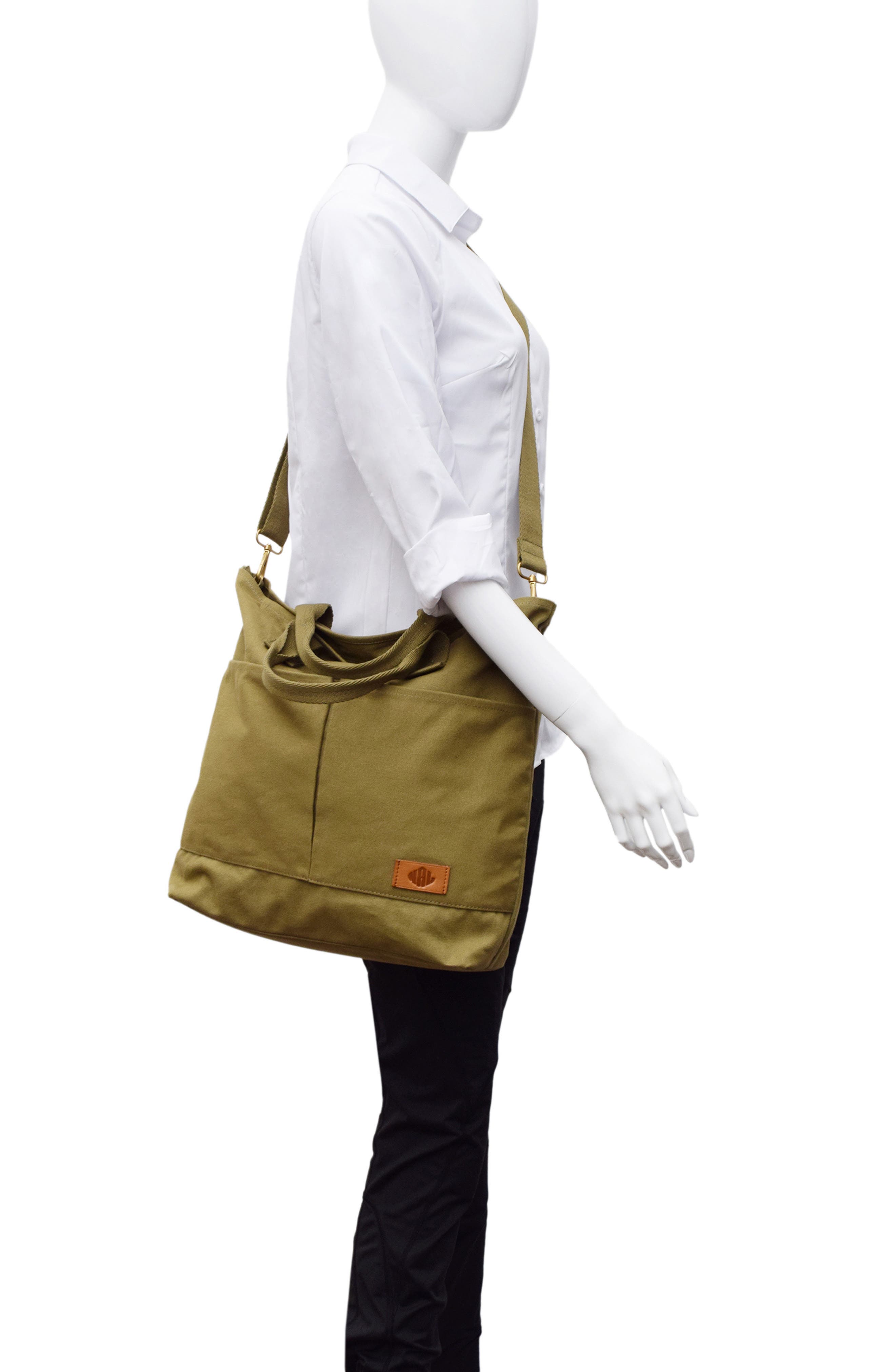 New Amsterdam Leatherworks Ayla Canvas Tote Bag, Alternate, color, Olive