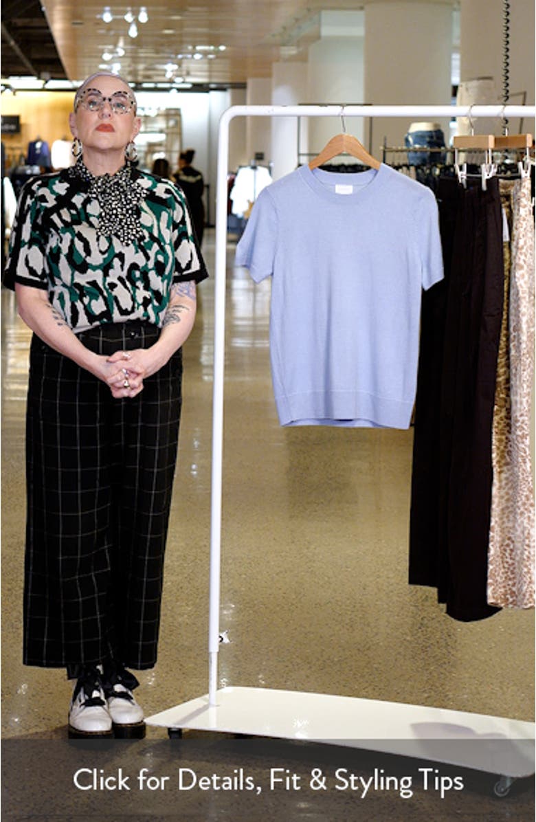 Short Sleeve Merino Wool Blend Crewneck Sweater, sales video thumbnail