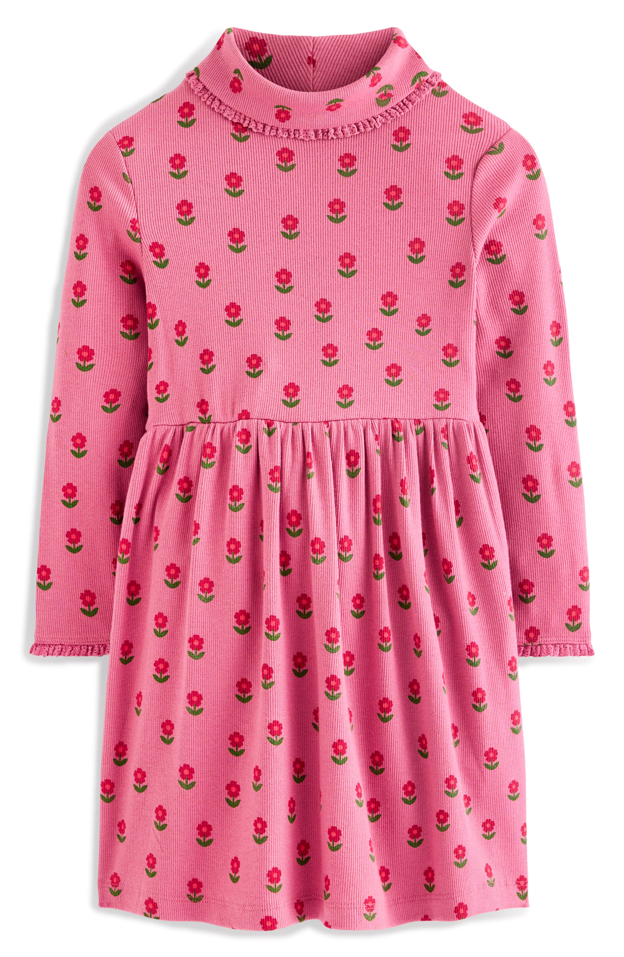 Mini Boden Kids' High Neck Ribbed Dress | Nordstrom
