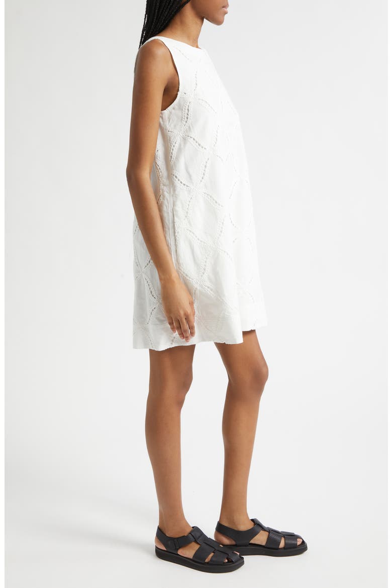 Alina Ladder Stitch Sleeveless A-Line Dress, Alternate, color, WHITE