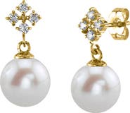 The Pearl Source Freshwater Pearl & Diamond Millie Earrings