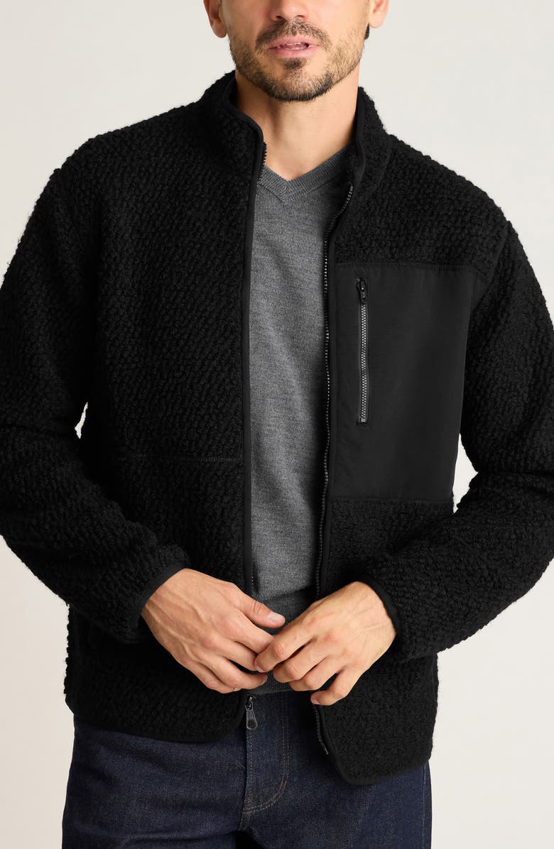 Bonobos High Pile Wool Blend Fleece Zip Jacket, Main, color, Jet Black