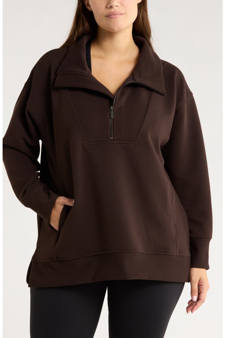 Kickback Ottoman Half Zip Tunic, Main, color, BROWN MOLE