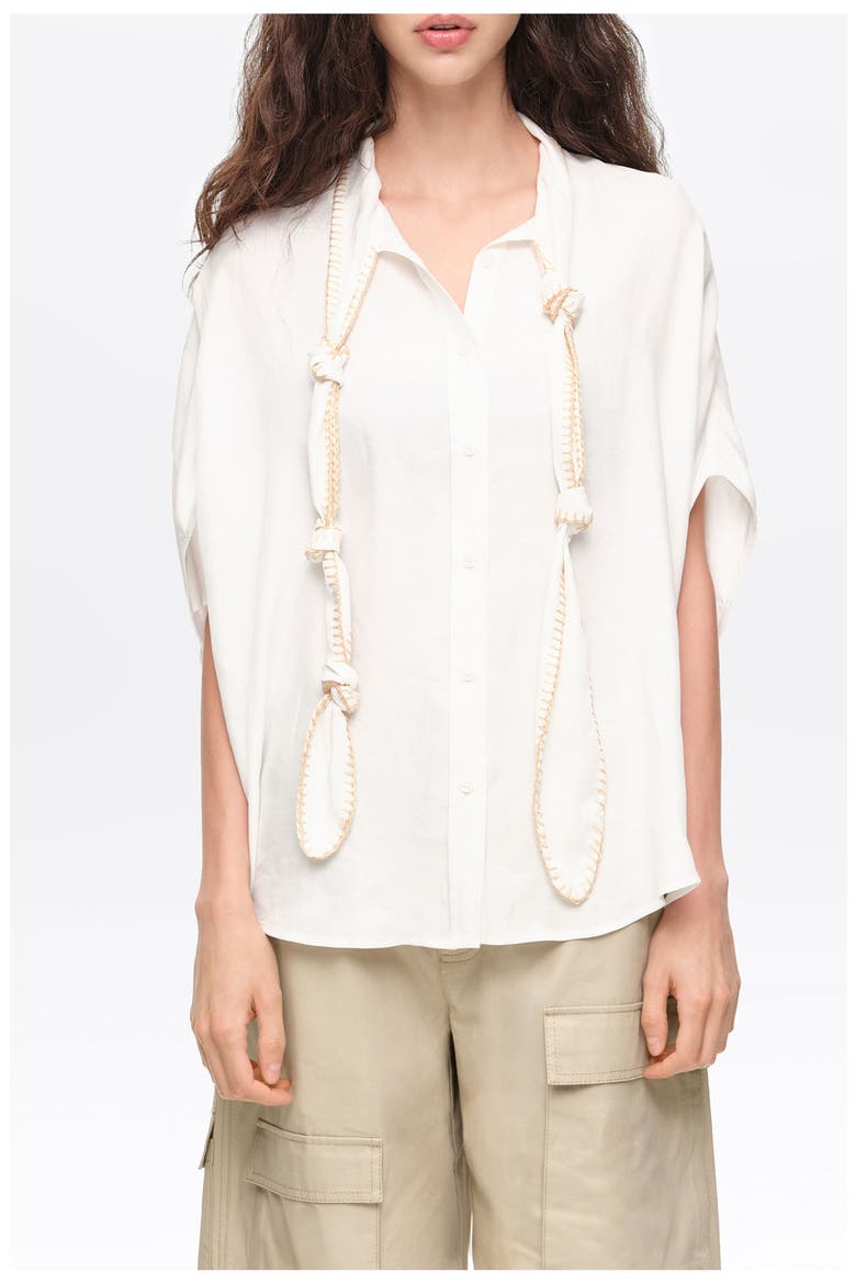 Knotted neckline cape shirt, Main, color, WHITE