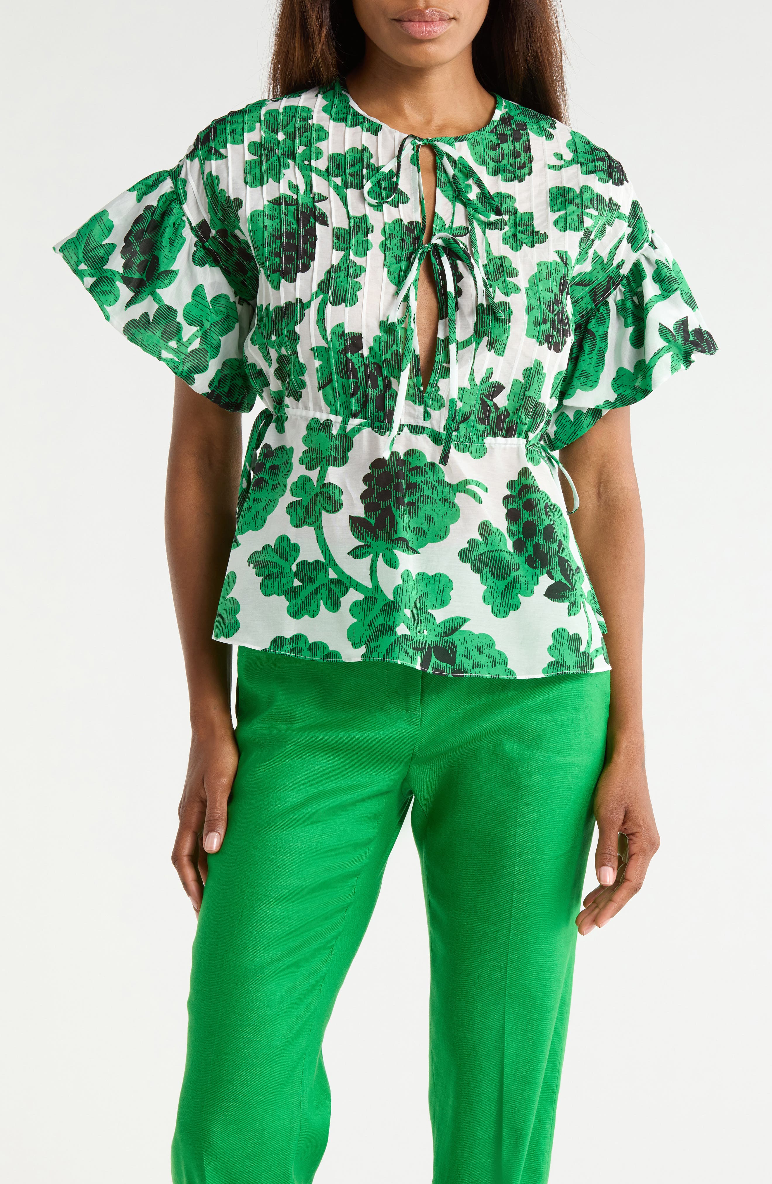 DVF Helen Short Sleeve Cotton & Silk Top