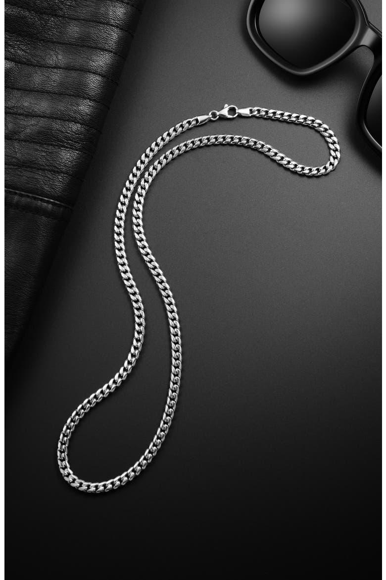 Onyx Chain Necklace, Alternate, color, SILVER