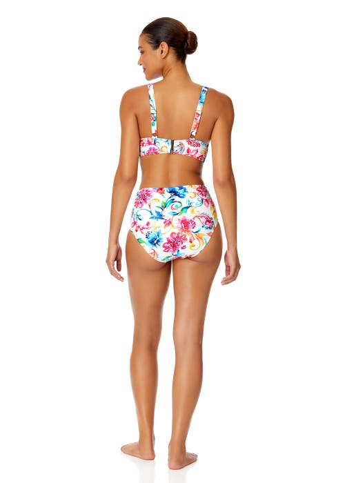 Anne Cole Watercolor Paisley Soft Band Shirred Bralette Bikini Top In Watercolor Paisley