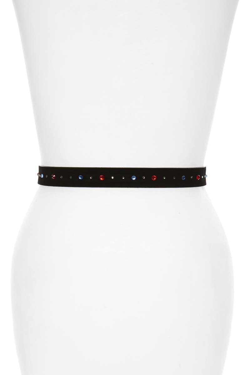 Rebecca Minkoff Millie Crystal Embellished Suede Belt, Alternate, color, 