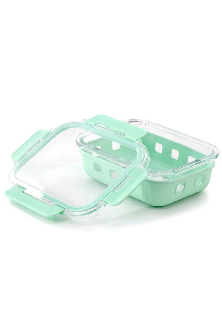 21 Ounce Glass Container with Snap On Lid in Mint, Alternate, color, Green
