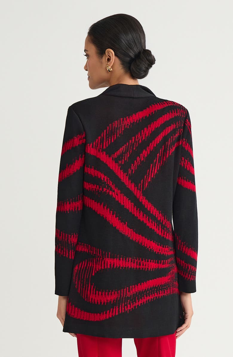 Ming Wang Heritage Two-Tone Jacquard Wave Knit Jacket, Alternate, color, Holiday/Black