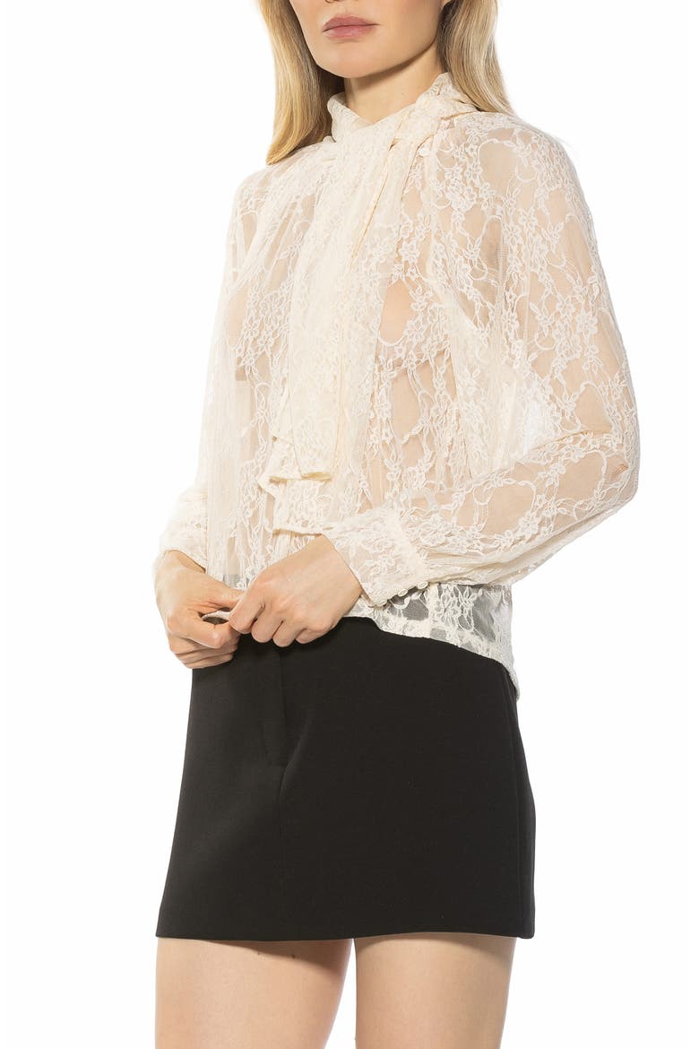 Rae Lace Top with Neck Tie, Alternate, color, CREAM