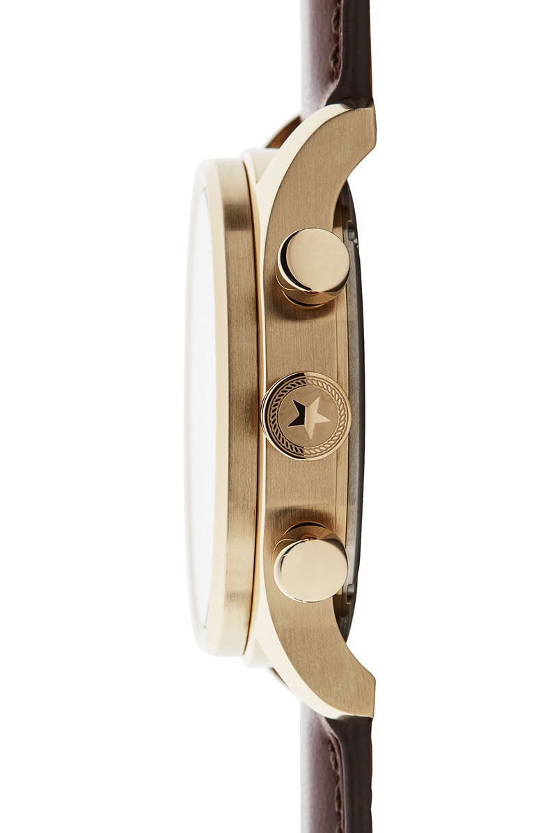 Jack Mason Nautical Chronograph Leather Strap Watch, 42mm, Alternate, color, 