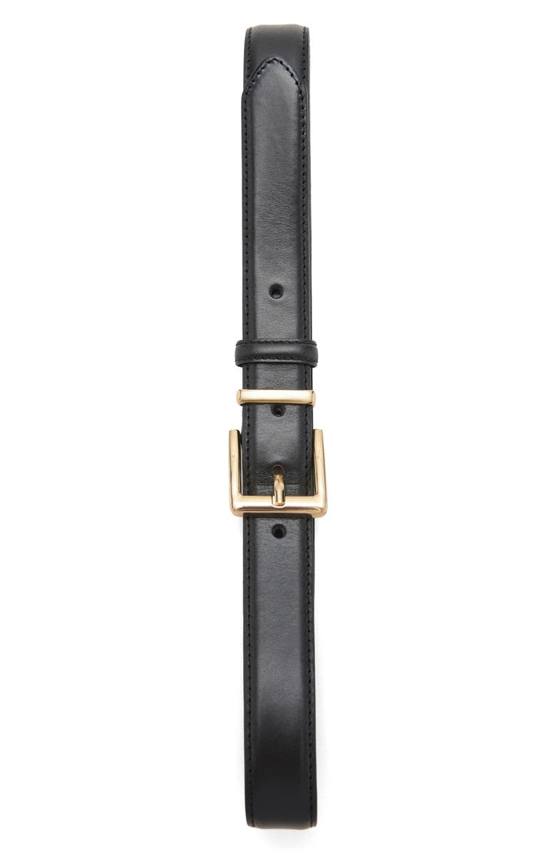 MANGO Leather Belt, Alternate, color, Black