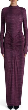 Naked Wardrobe Snakeskin Print Long Sleeve Ruched Dress