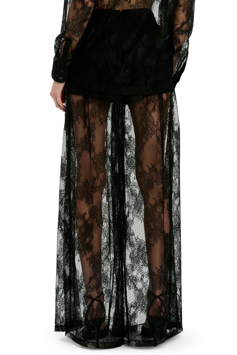 Hildie Sheer Lace Wide Leg Pants, Alternate, color, BLACK