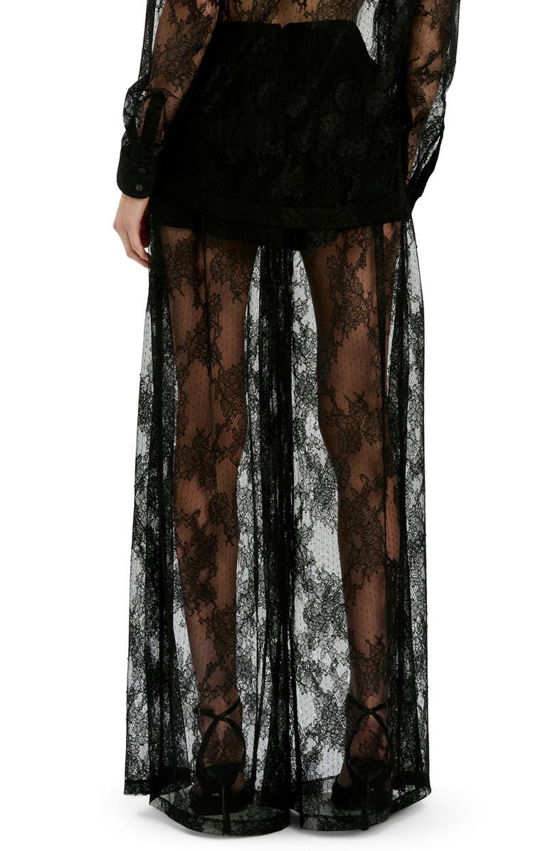 Bardot Hildie Sheer Lace Wide Leg Pants, Alternate, color, Black