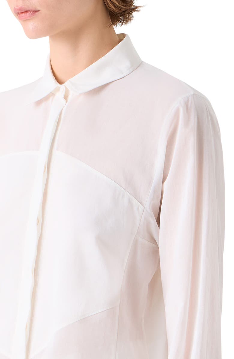 Akris Polygon Cotton Voile Button-Up Shirt, Alternate, color, White