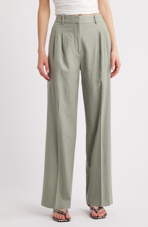 Women's Green High-Waisted Pants & Leggings