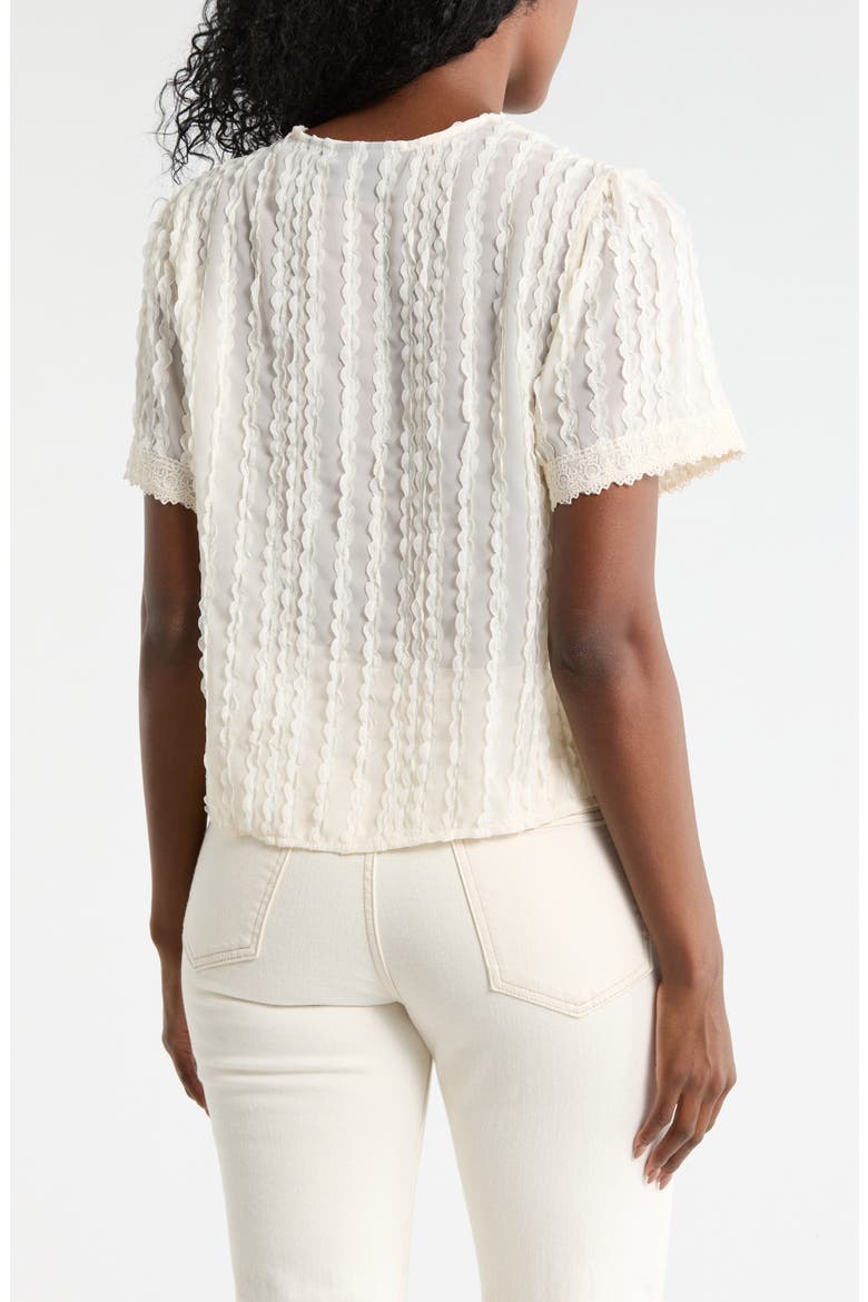 Lace Texture Short Sleeve Button-Up Shirt, Alternate, color, NATURAL