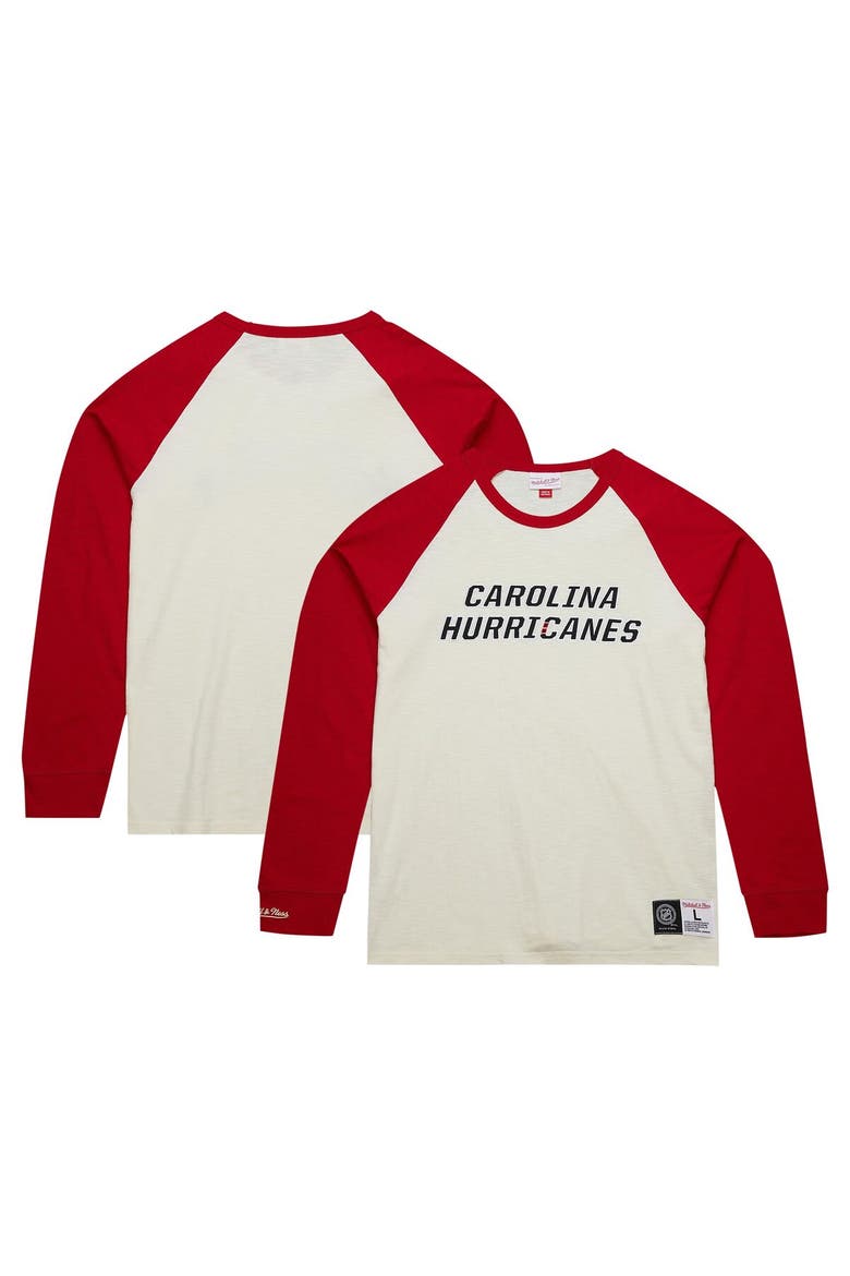 Men's Mitchell & Ness Cream Carolina Hurricanes Legendary Slub Vintage Raglan Long Sleeve T-Shirt, Main, color, Cream