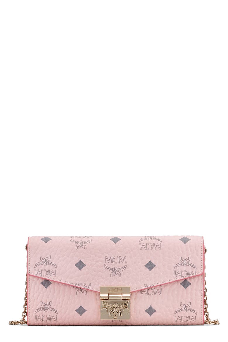 Large Patricia Visetos Canvas Wallet on a Chain, Main, color, POWDER PINK