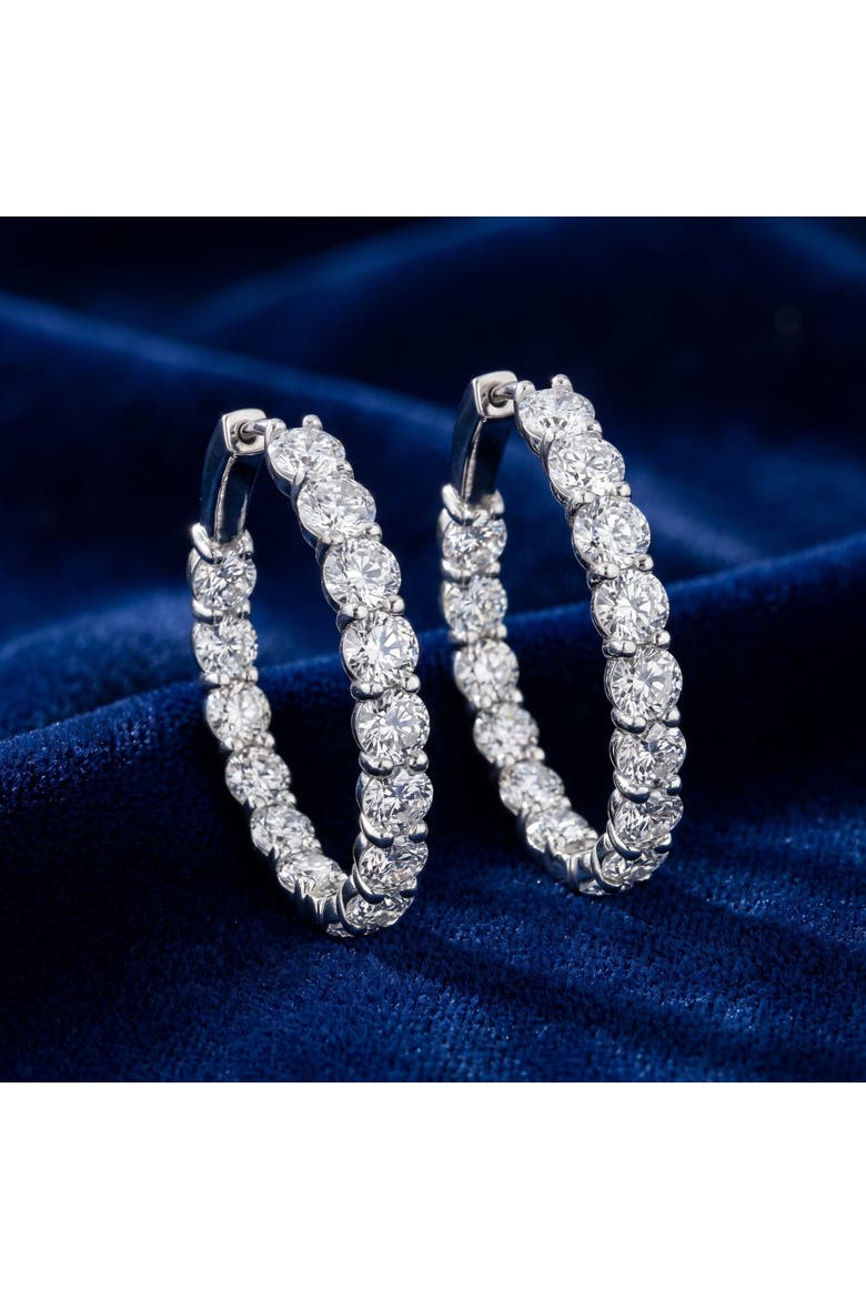 5 1/2Ct Diamond Inside Outside Hoops 14 Gold Earrings Lab Grown 1" Tall, Alternate, color, 14k Yellow Gold