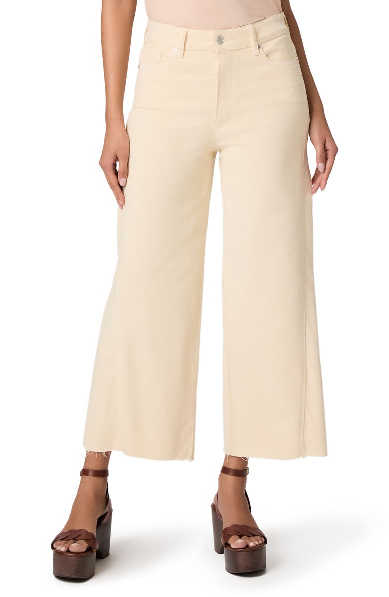 PAIGE Anessa High Waist Raw Hem Ankle Straight Leg Jeans, Main, color, Butter Yellow