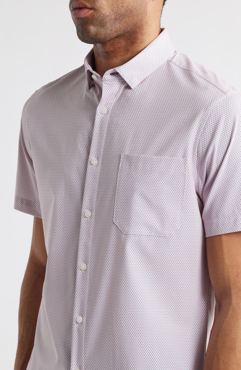 Mizzen+Main Leeward Trim Fit Micropattern Short Sleeve Stretch Button-Up Shirt, Alternate, color, 
