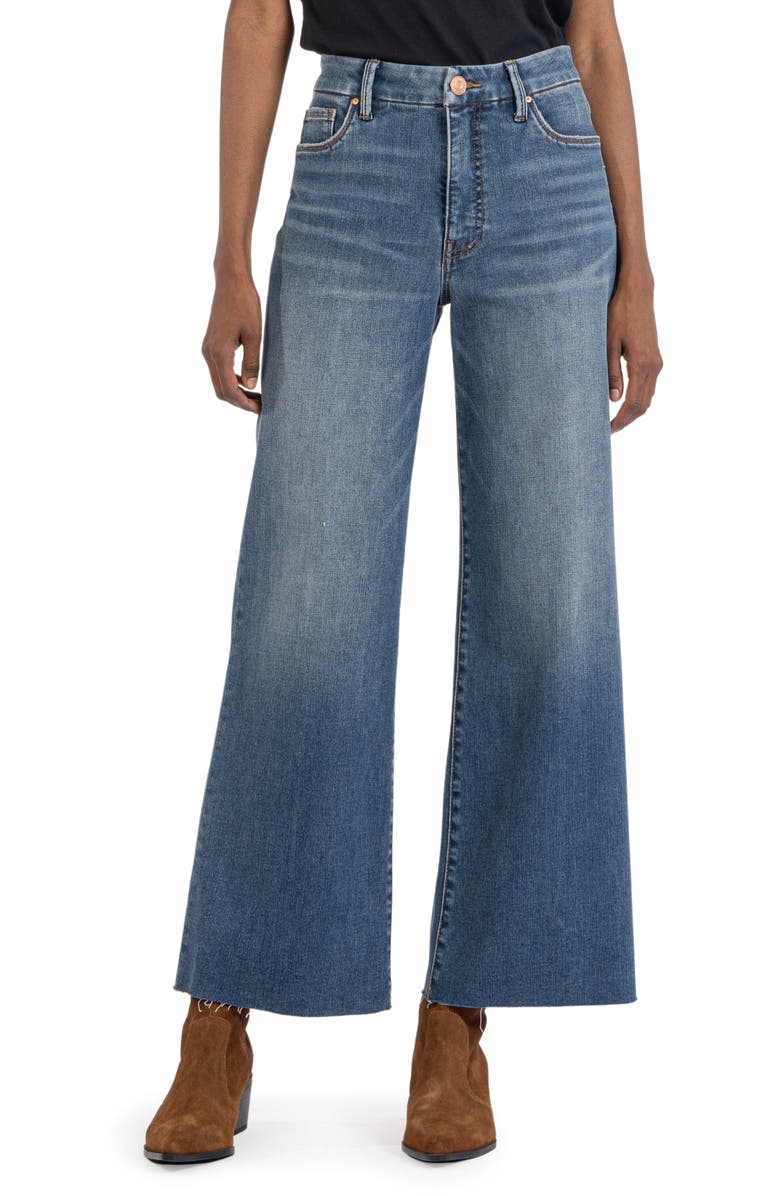 KUT from the Kloth Meg Fab Ab Raw Hem High Waist Wide Leg Jeans, Main, color,