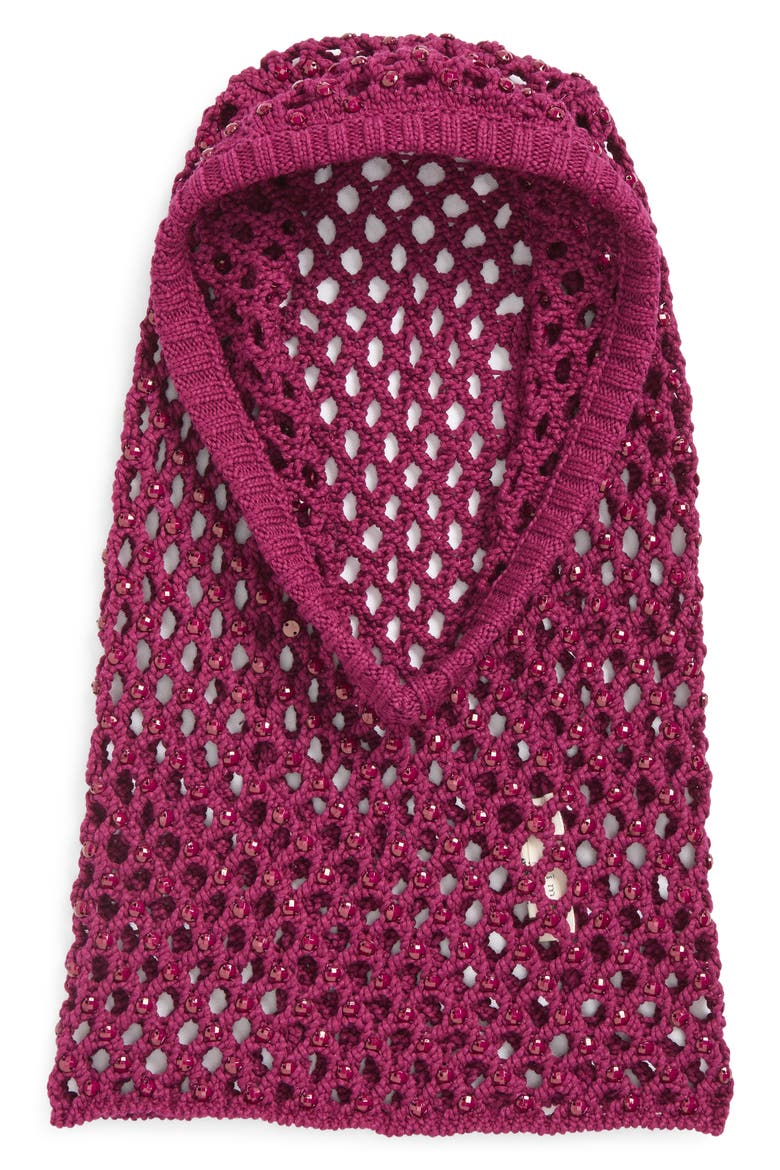 Molynes Beaded Cotton Blend Mesh Stitch Hood, Main, color, ORCHID